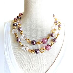 Kenneth Jay Lane Pearl & Bead 21" Necklace 💕 Chunky Bead Balls & Chain